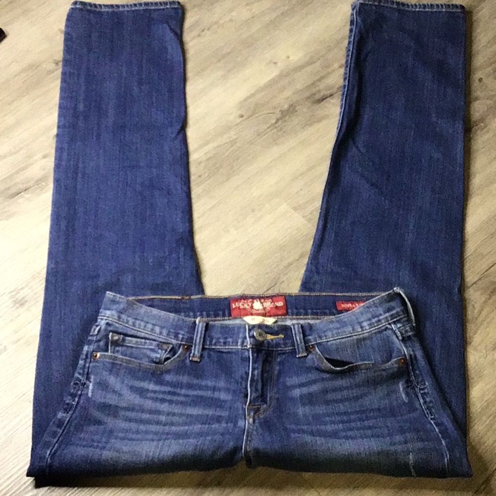 🍀Lucky Brand Sofia Straight Jeans Women’s 8 Long Mid Rise Denim #709 - Picture 2 of 9